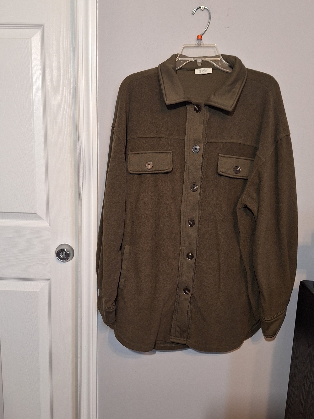 LA MIEL Olive Oversized Button-Up Shirt Jacket Shacket